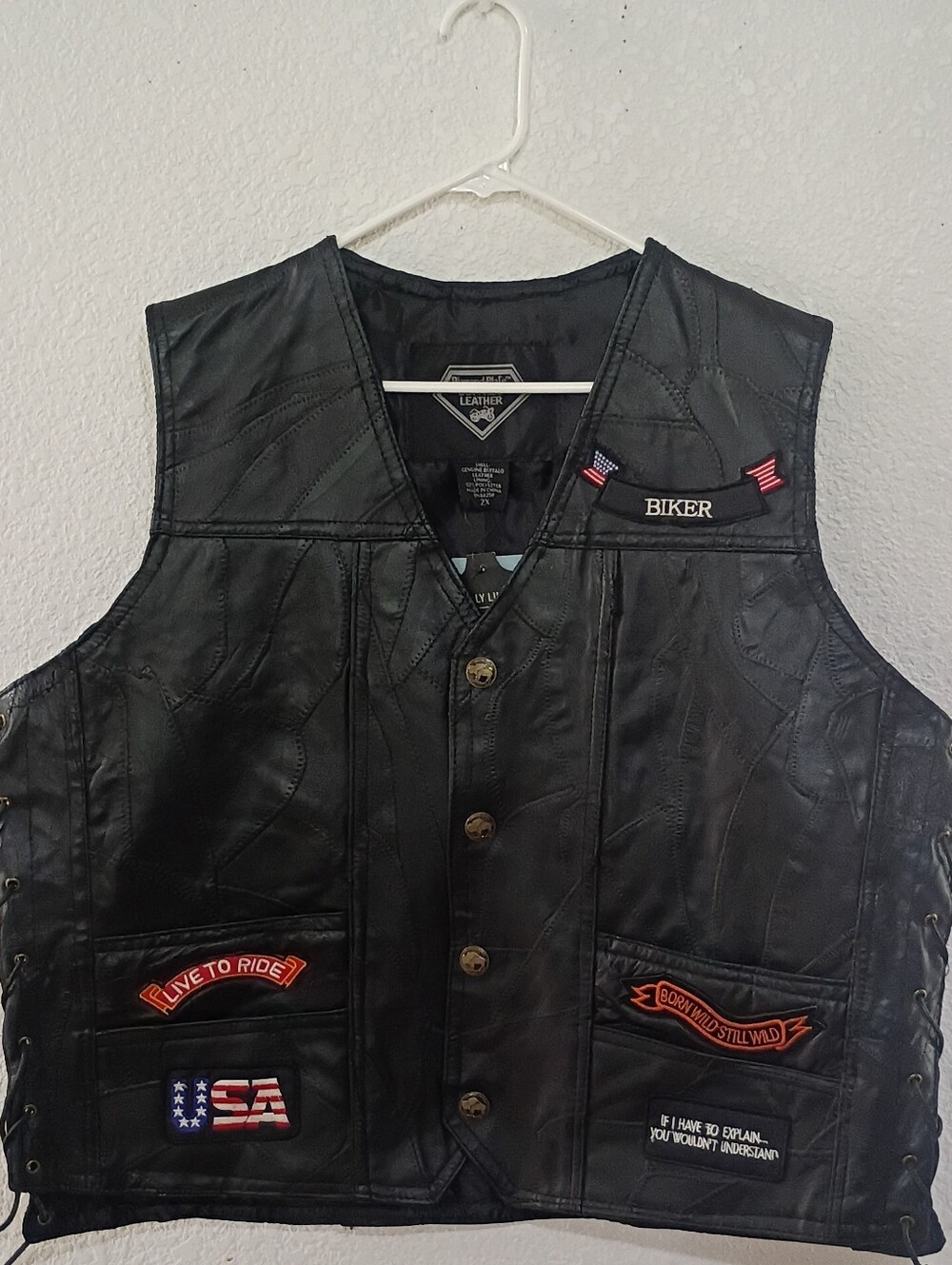 Black Leather Biker Vest